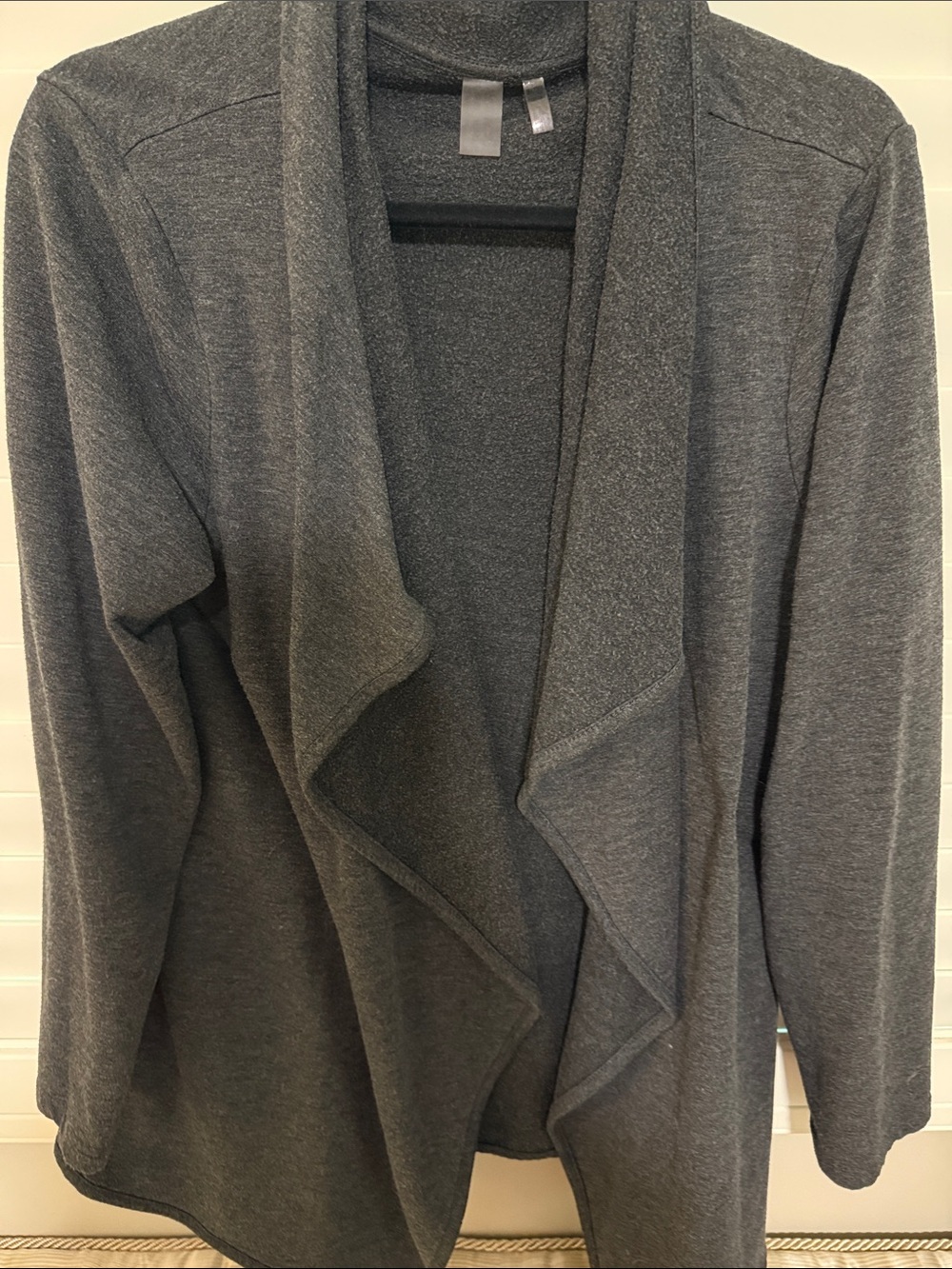 Danskin Charcoal Gray Open-Front Draped Cardigan